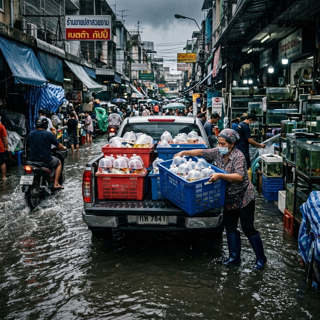 การขนส่งปลาสวยงามในภาวะน้ำท่วมกรุงเทพฯ